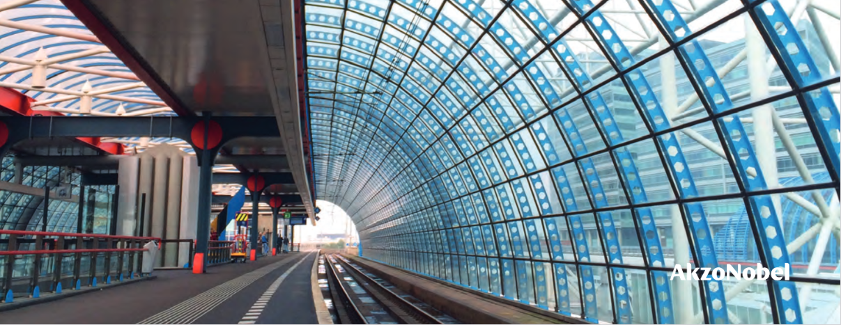train station with akzonobel logo